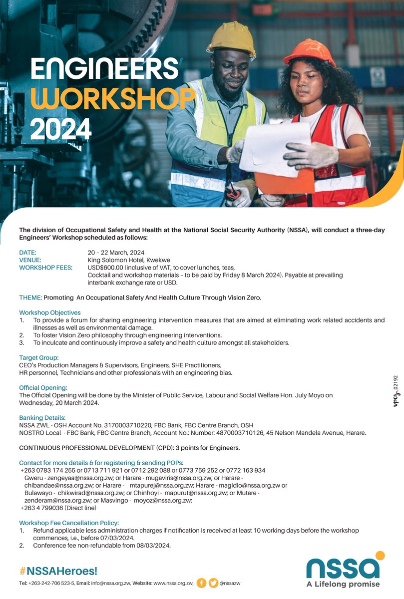 nssazw's tweet photo. The Engineers Workshop is around the corner. Are you ready?
#Engineersworkshop
#ALifeLongPromise https://t.co/aLiVmxxFBq