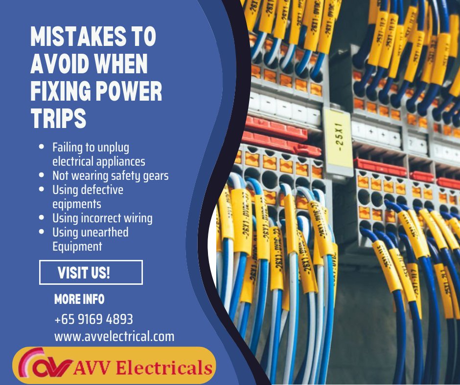 AvvElectrical's tweet photo. When fixing a power trip, it is always advisable to avoid some common mistakes in order to prevent any accidents like electric shocks and unwanted injuries. 

https://t.co/XrJMsXn2Po https://t.co/qkD2Yi9W9q
