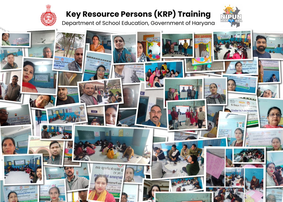 Our dedicated Teachers, BRPs, and ABRCs are all geared up to be a part of the KRP Training organized in the Kurukshetra and Karnal districts. The participants are being inducted on how to introduce the NIPUN Haryana Mission in grades 4 & 5. #NIPUNHaryana @EduMinOfIndia