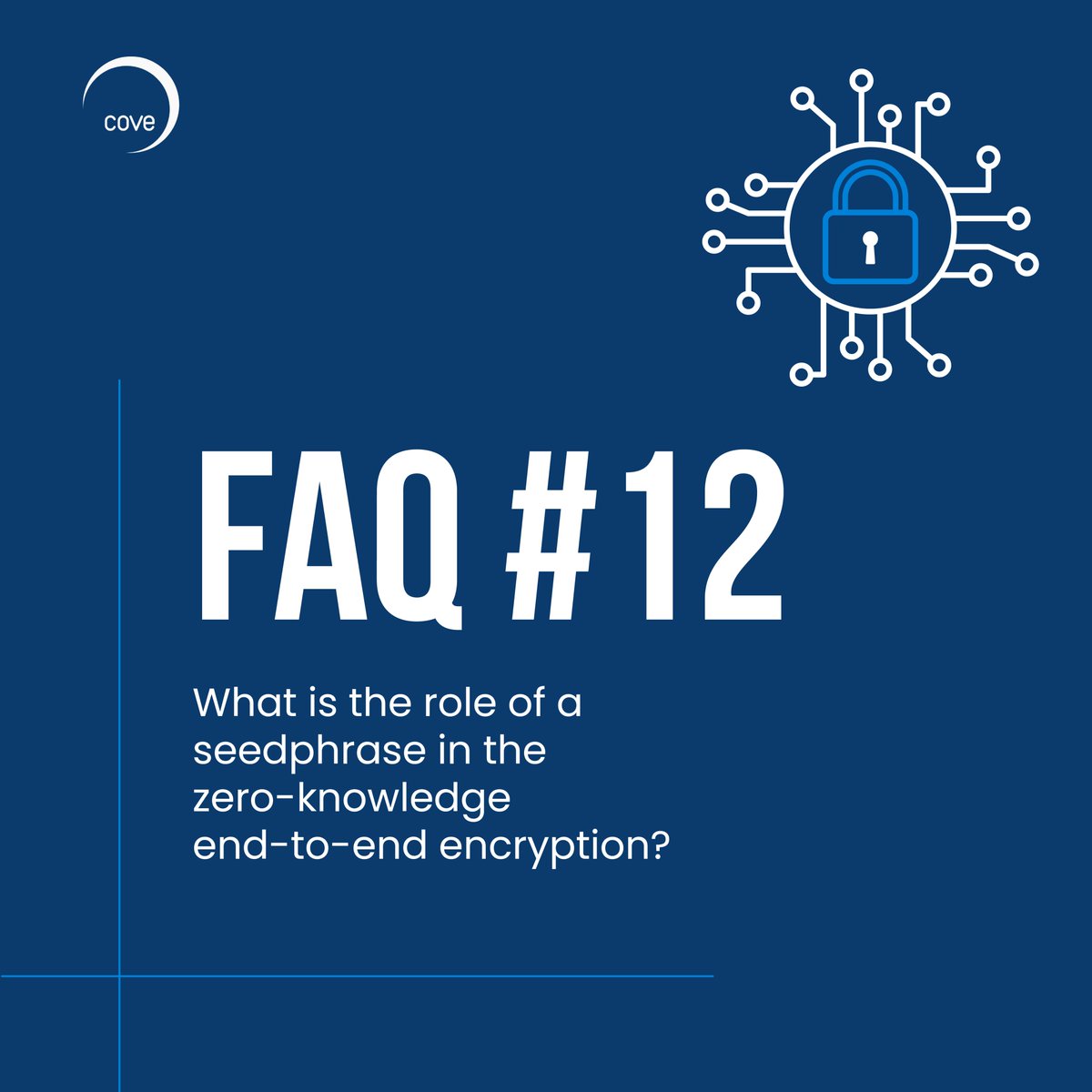 CoveIdentity's tweet photo. The zero-knowledge end-to-end encryption is solidified by the seedphrase, ensuring that neither Cove nor anyone else can decrypt your data unless you have expressly granted them access.

#coveidentity #FAQs #ArtificialIntelligence https://t.co/CnQ2JTxcyf