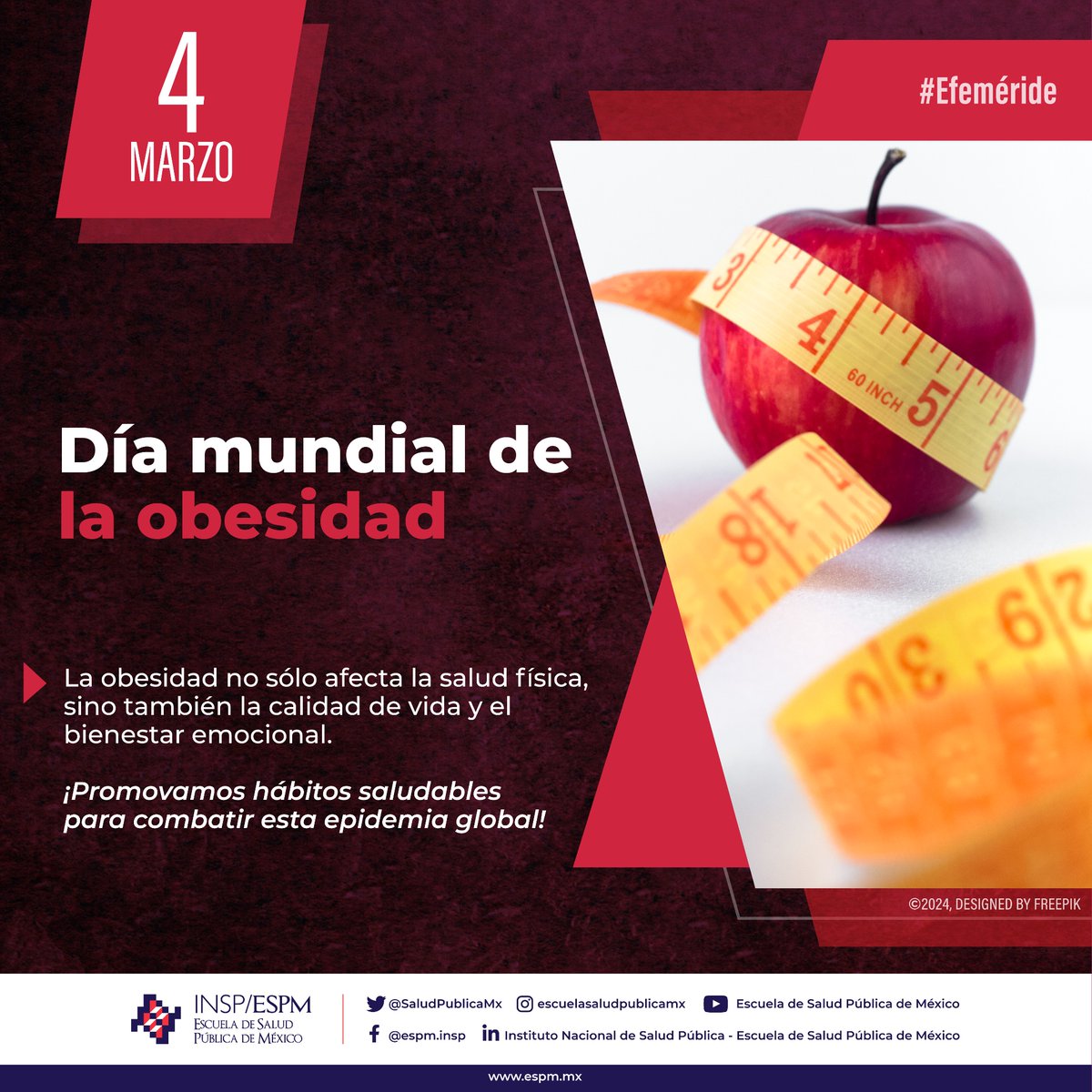 SaludPublicaMx's tweet photo. Hoy recordemos que la prevención es clave 🔑 Adoptar un estilo de vida saludable con una dieta equilibrada y ejercicio regular puede ayudar a prevenir la obesidad y sus riesgos para la salud 🍎🍽️

Conoce más:
🔗 https://t.co/zAvnlyUUpx

#HablemosSobreObesidad #SomosESPM https://t.co/hs2yGXCSgg