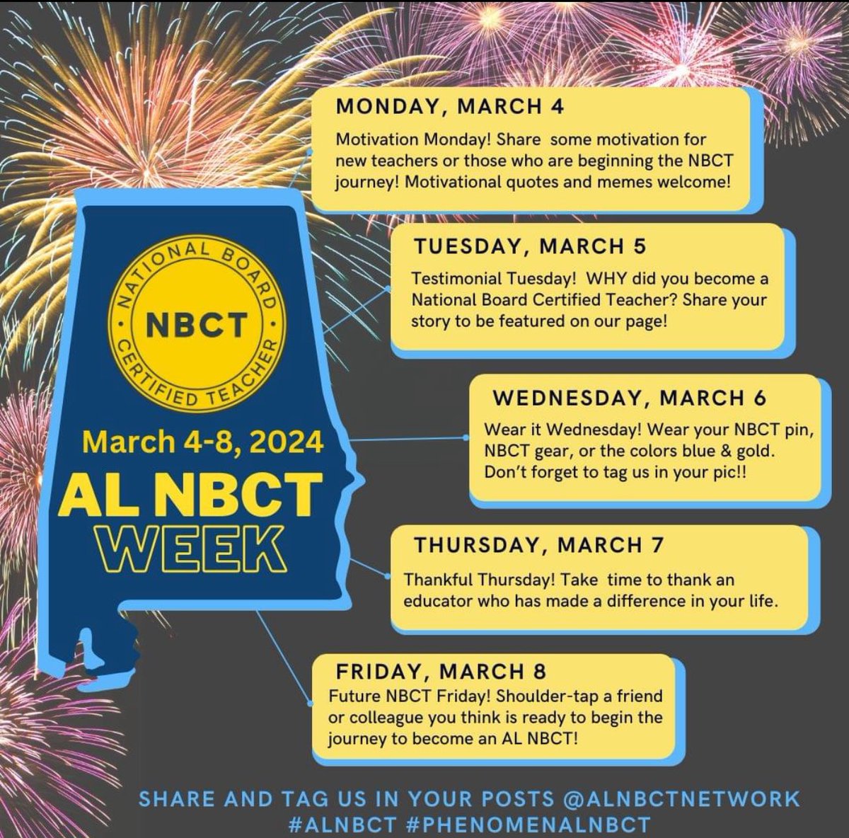 March 4-8 is Alabama NBCT Week! I’m proud to be an NBCT. The journey may seem long and difficult but it’s so rewarding in the end! If you’re currently going through the process, don’t give up! You can do it! #alnbct #ALNBCTWeek #alnbctnetwork #phenomenALNBCT