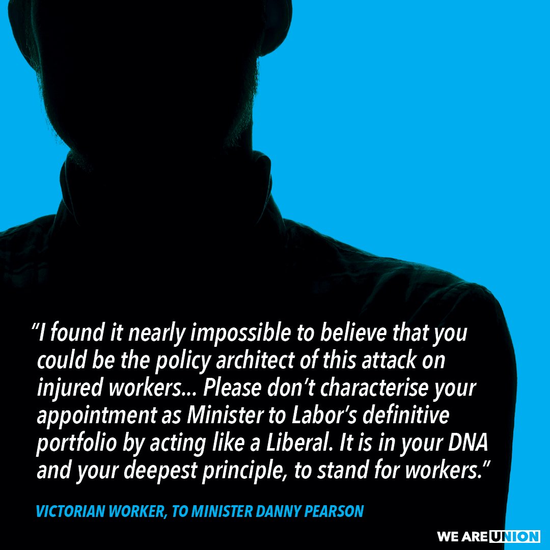 VicUnions's tweet photo. Behind every penny they try to pinch in order to 'reform' WorkCover, there are real people, with real concerns, who really need a comprehensive WorkCover system. Here's what one of those people had to say to the Minister. #springst https://t.co/HoLjFJc1Gb