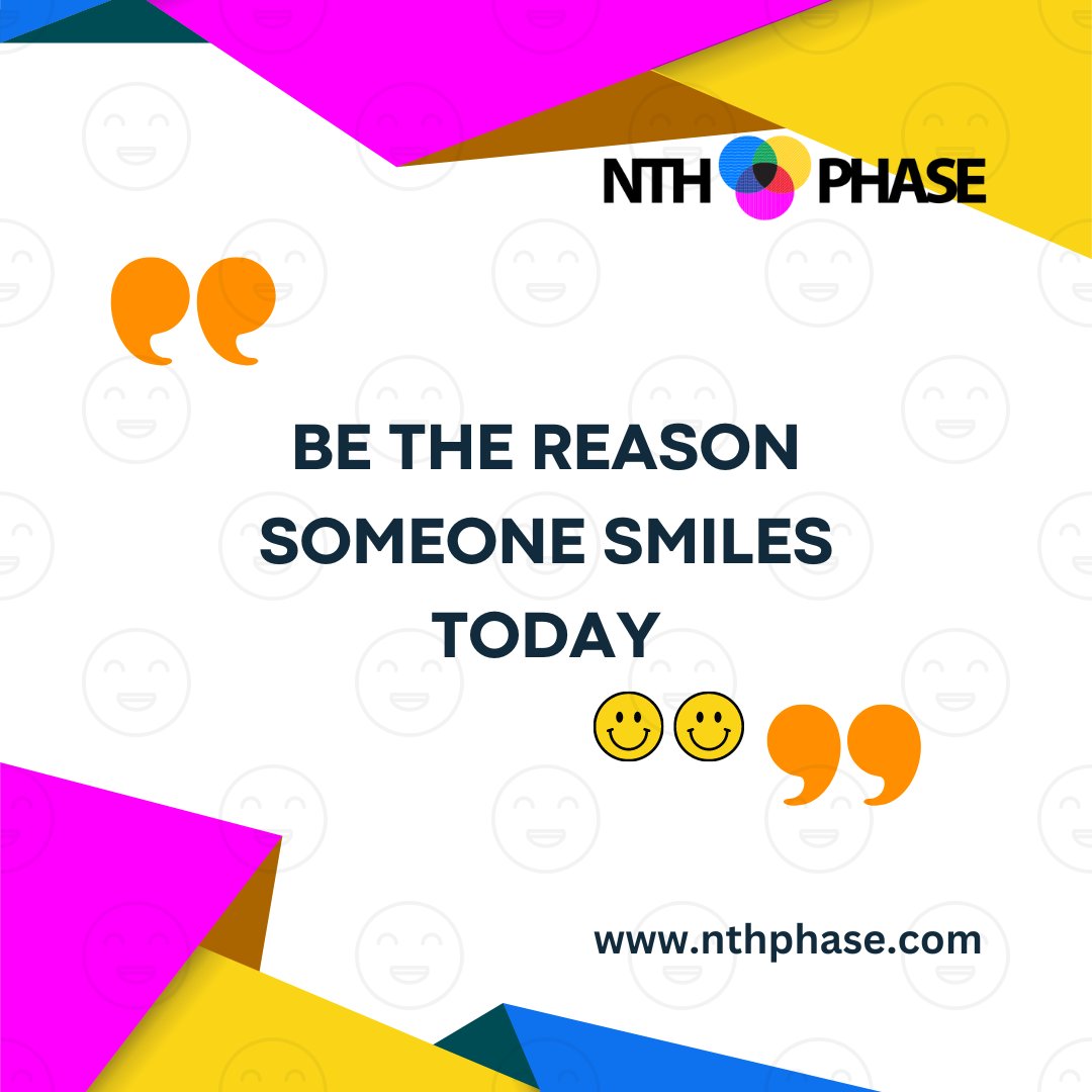 Nthphaseindia's tweet photo. Be The Reason Someone Smiles Today
website: https://t.co/V5fzRw65yO
Mail Us: info@nthphase.com
#NthPhase #NthPhaseSoftware
#NthPhasesoftwareSolutions #mondaymotivation https://t.co/Zbikgwb1f9
