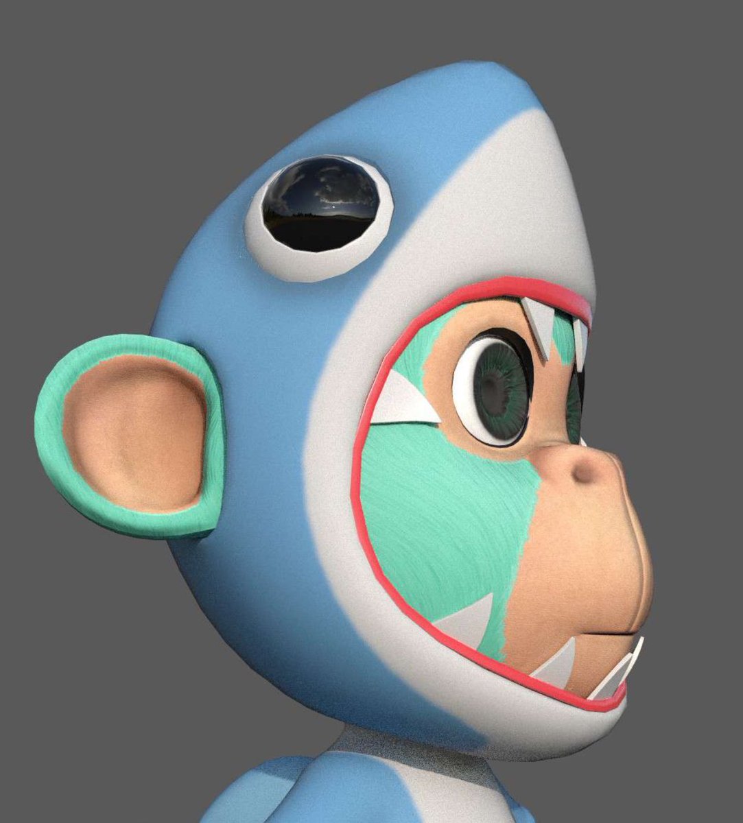 ApeKidsClub's tweet photo. Happy Monday ⭐️💛
From concept to model 🦈 

Monkey Shark, doo-doo, doo-doo, doo-doo 🎼🎵🎶🐵 https://t.co/P40VniRzwl