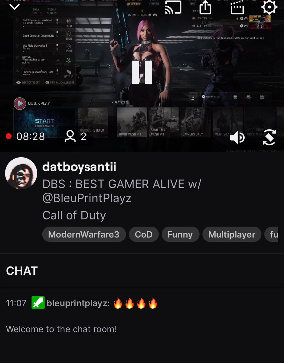 datboygames's tweet photo. IM LIVE ON TWITCH Playing mw3 w/ @BleuPrintPlayz https://t.co/YFgy5khwM4

#cod #CallofDuty #codclips #funnycodclips #funny #mw3clips #modernwarefare #modernwarefare3 #MW3 #teamdeathmatch #youtuber #youtube #twitch #twitchstreamer #twitchgamer #playstation5 #ps5 https://t.co/iZmFkdo8Wy