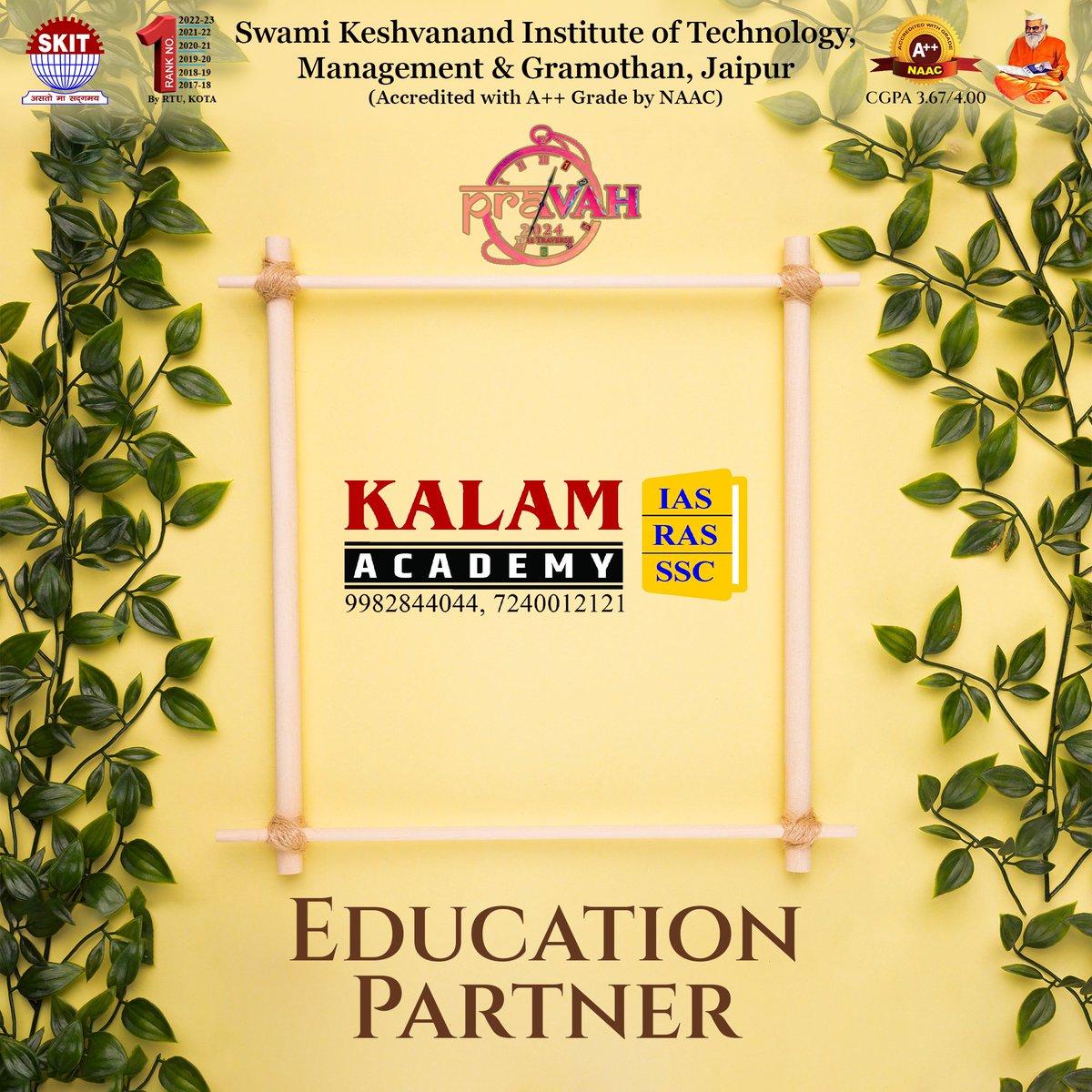 We welcome "Kalam Academy" as a proud Education Partner of PRAVAH 2024. We are glad to have you on board with us on this beautiful journey.
#pravahriti #pravah #collegefest #college #sponsor