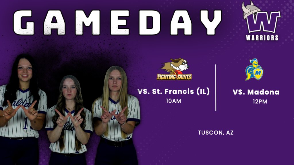 🥎🥎 Game Day🥎🥎

🆚 <a href="/USFSaints/">USF Fighting Saints</a> 
🆚 <a href="/MUCrusadersSB/">Madonna Softball</a> 

🚩Tucson, Arizona

⌚️ Game 1- 9:00 am
⌚️ Game 2- 11:00 am

📽️ Live on Gamechanger - 
web.gc.com/teams/x8QrJGVm…