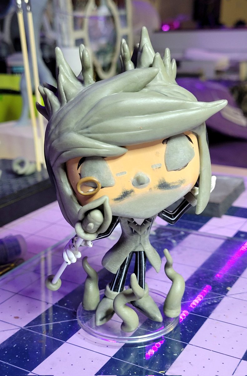 Whelp...I guess this was inevitable, really. Now to WAIT for the clay to cure, and I can PAINT! #HazbinHotel #alastorhazbinhotel #alastorfanart #customfunkopop #wip