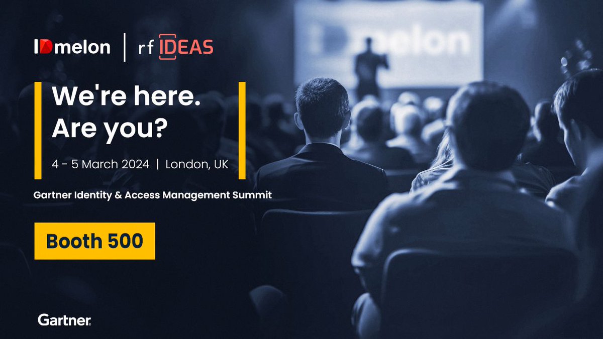 IDmelonTech's tweet photo. 📍IDmelon and our partner @rfIDEAS are at Gartner IAM Summit for EMEA March 4-5th.  
🤝 Come by our booth to see simple authentication in action and chat all things security!

#identity #authentication https://t.co/QEJPceouS8