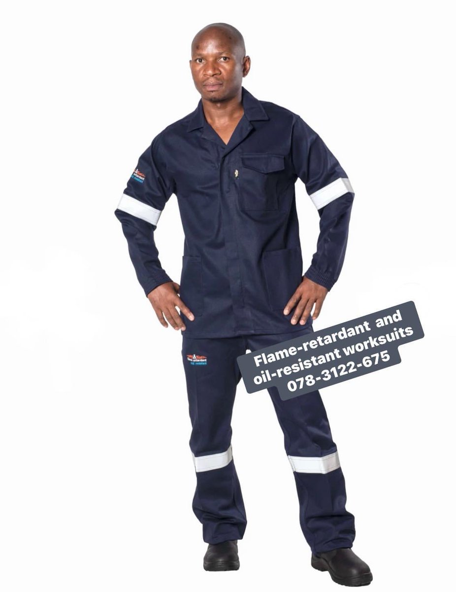 Agric_young's tweet photo. Flame-retardant and oil-resistant worksuits are available for only R560, free everywhere in South Africa. It is also comfort and breathable with dual function (Flame Acid and Acid Repellent properties) Send a WhatsApp message to 0783122675 to order.
#worksuits #ppe #safety #work https://t.co/X5OHIhRrsI