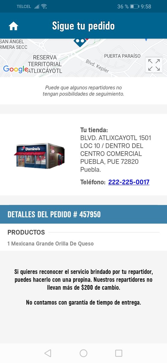 EdselHuesca's tweet photo. @dominosmx 2 horas que pedí la pizza, 1 hora que hice mi primer llamada y dicen que en 15 min llegaba que ya había salido, 30 min tiene la segunda llamada y me dicen lo mismo que ya en 15 min llegaba. Que esta pasando https://t.co/Dn17PD0XX2