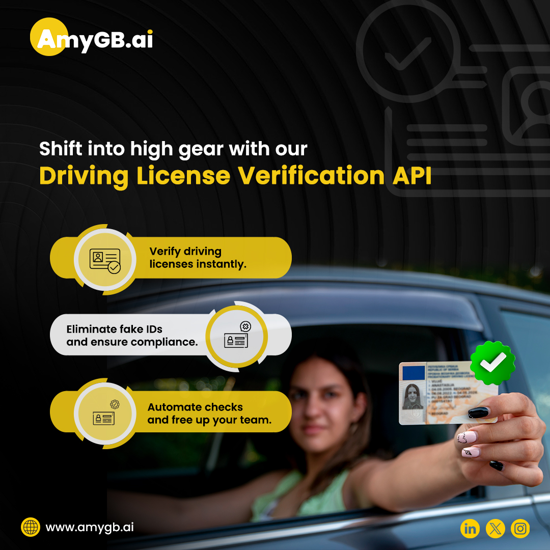 AmyGBai's tweet image. Protect your business &amp;amp; comply with regulations. AmyGB&apos;s DL Verification API ensures genuine drivers &amp;amp; smooth operations. 
 
Connect with us to learn about how it works: ow.ly/osoV50QJOhp

#DLverification #DrivingLicenseVerification #API #APIservices #IdentityVerification