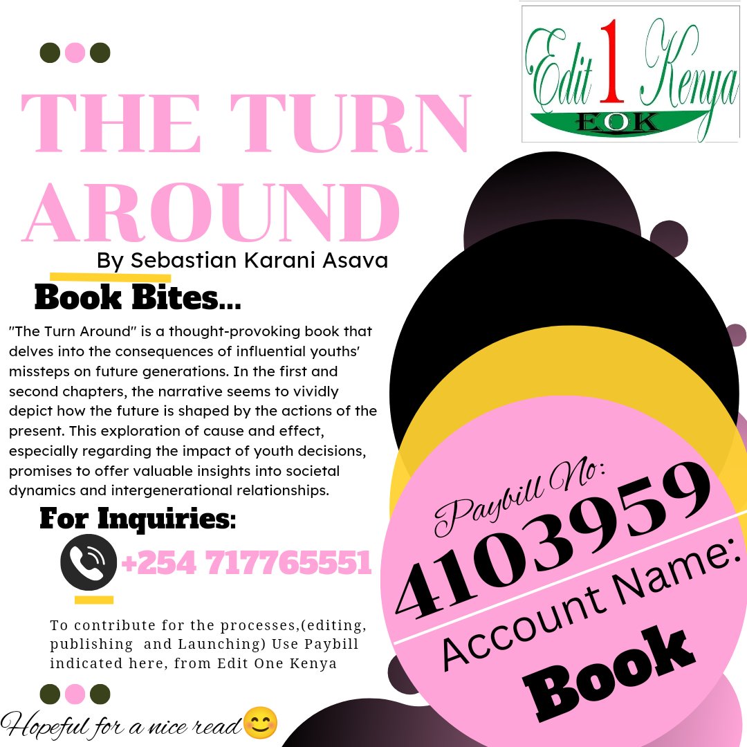 editonekenya's tweet photo. *Book Bites✓✓*

The upcoming book, "The Turn Around" is a thought-provoking book that delves into the consequences of influential youths' missteps on future generations. 

Trends: Arsenal | Sheafra | Safaricom | Haiti | Zakayo | Saka | Kalonzo | Eldoret | #justicefordavji  | https://t.co/CyvHHekIXv
