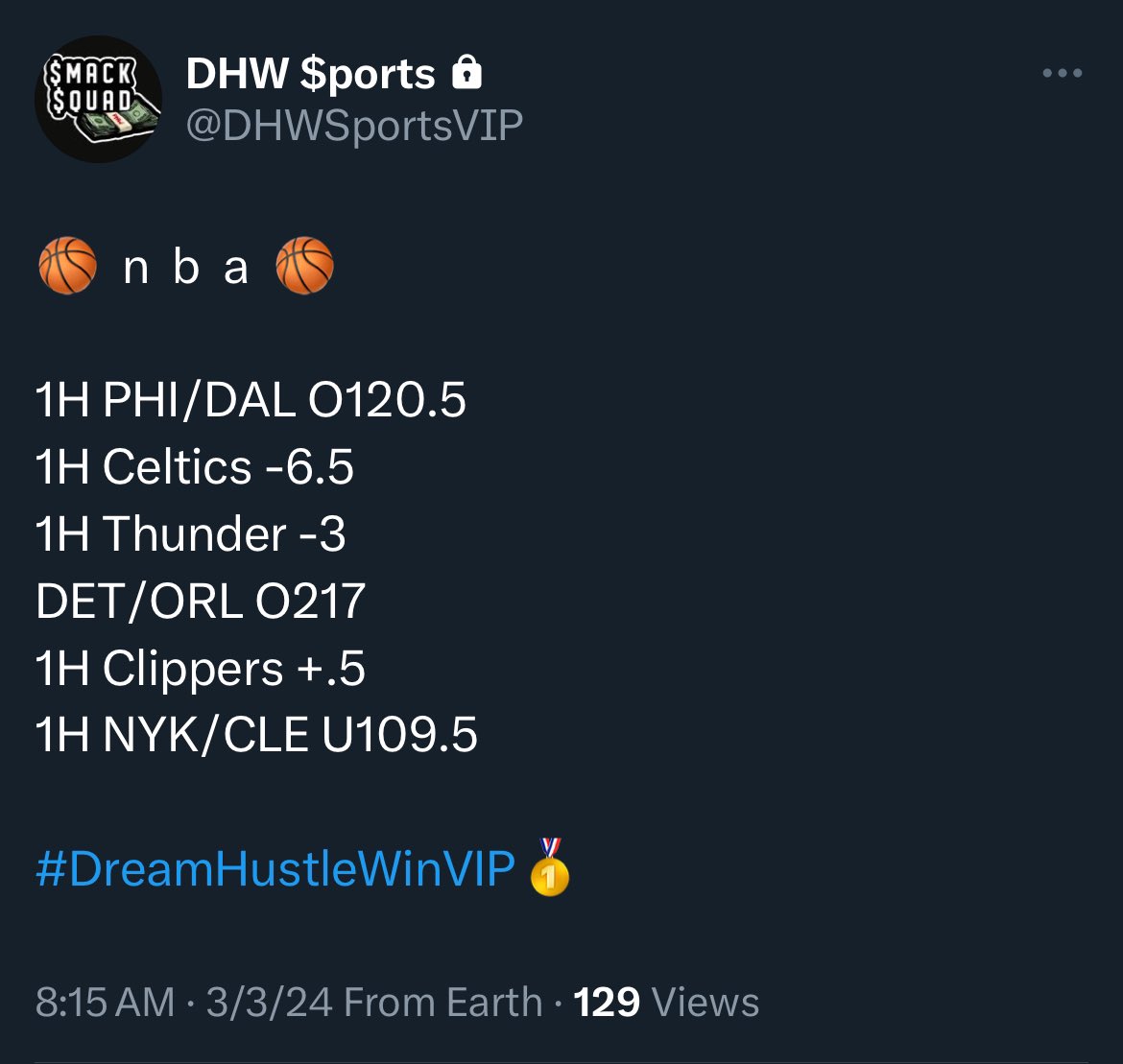Roc4EvaEva's tweet photo. #DHWVIP🥇 Lifestyle baaaybuh!
1H PHI/DAL O120.5🏴☠️
1H Celtics -6.5 🤑🤑🤑🤑🤑
1H Thunder -3 🤑🤑🤑🤑🤑
DET/ORL O217🏴☠️
1H Clippers +.5🤑🤑🤑🤑🤑
1H NYK/CLE U109.5🤑🤑🤑🤑🤑 https://t.co/BU9TERfJj3