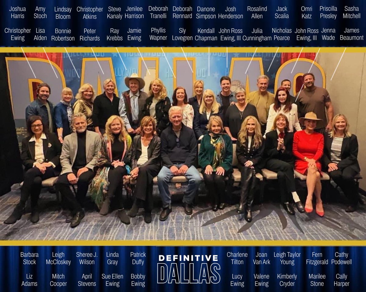DefinitiveDAL's tweet photo. The Hollywood Show 2024! Before this event, who would have guessed we would see 25 #Dallas cast members in one photo? Although I didn’t get to go, I have loved seeing the photos and I am looking forward to seeing more in the days ahead! https://t.co/qgoLWOLheG