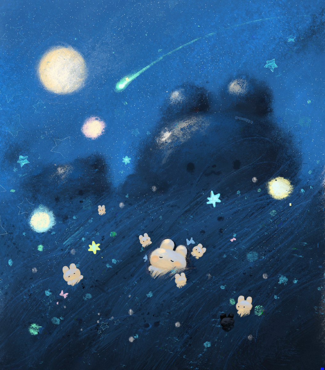 moon no humans bird cloud flower star (symbol) outdoors  illustration images