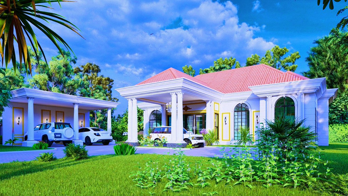 An immense opportunity was presented to me to design a classical 3Bedroom proposal for my Senator and this is what we managed to draft, ceiling height is 3.5M. The senator can drive through the porch and alight as he enters the House and driver goes to park the vehicle 🥰