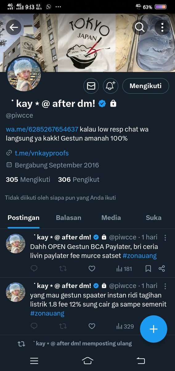 SnowCrystal1997's tweet photo. Hati2 sama #penipu ini @piwcce 
Aku gestun spaylater total 1.2 jt dan sampe sekarang ga ada kabar
Orang lagi BU banget tapi dia sejahat itu nipu 😭😭😭😭

#scammer #penipu #gestun #spaylater #zonauang https://t.co/8fGcY1k4Sl