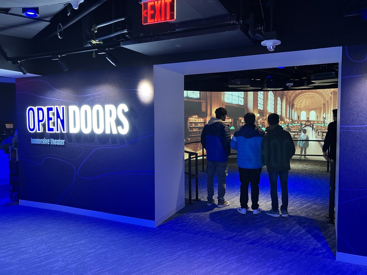 BostonHistory's tweet photo. View Boston Open Doors Immersive Theater - “Six projectors create a 270-degree theater that offers an 18k cinematic experience of unique city locations.” https://t.co/JrTacd3xje #ViewBoston #PrudentialCenter #BackBay https://t.co/iLcttXiFxV