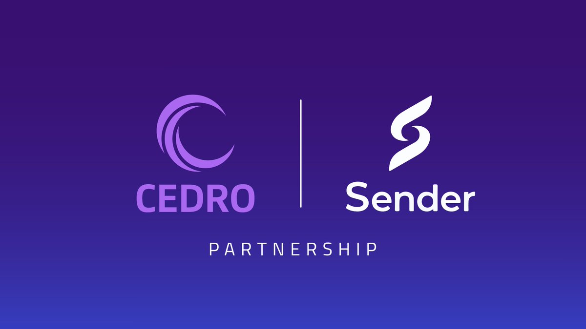 @cedro_finance 🤝 @SenderLabs 🥳 We are proud to announce our collaboration with Sender, where they are empowering the web3 future with innovative solutions for mass adoption🔥 Stay tuned to find out more about this collab 💜