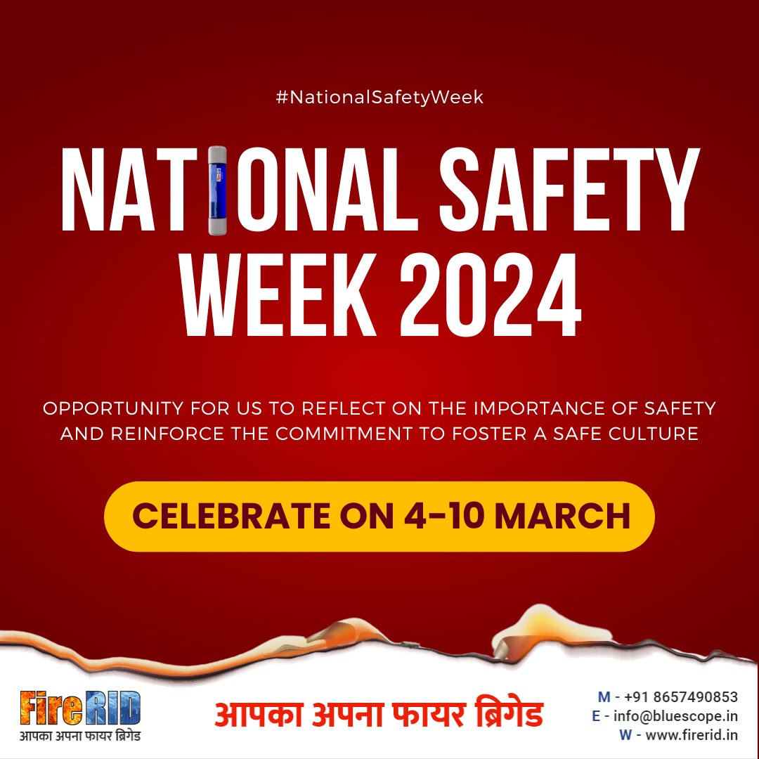 FireRID's tweet image. Let's make safety, our top priority every day! Greetings for National Safety Week from Fire RID!
Stay Safe, Stay Aware! 🔥🧯
#firerid #fireprotectionsystem #fireprotection #firesecurity #firefighter #FireExtinguisher #FirePrevention #FireSafety #NationalSafetyWeek