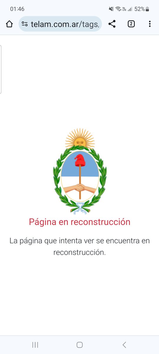hindelita's tweet photo. Si buscás una nota de Telam, sale esto. 😔 https://t.co/RA7iYEX4KC