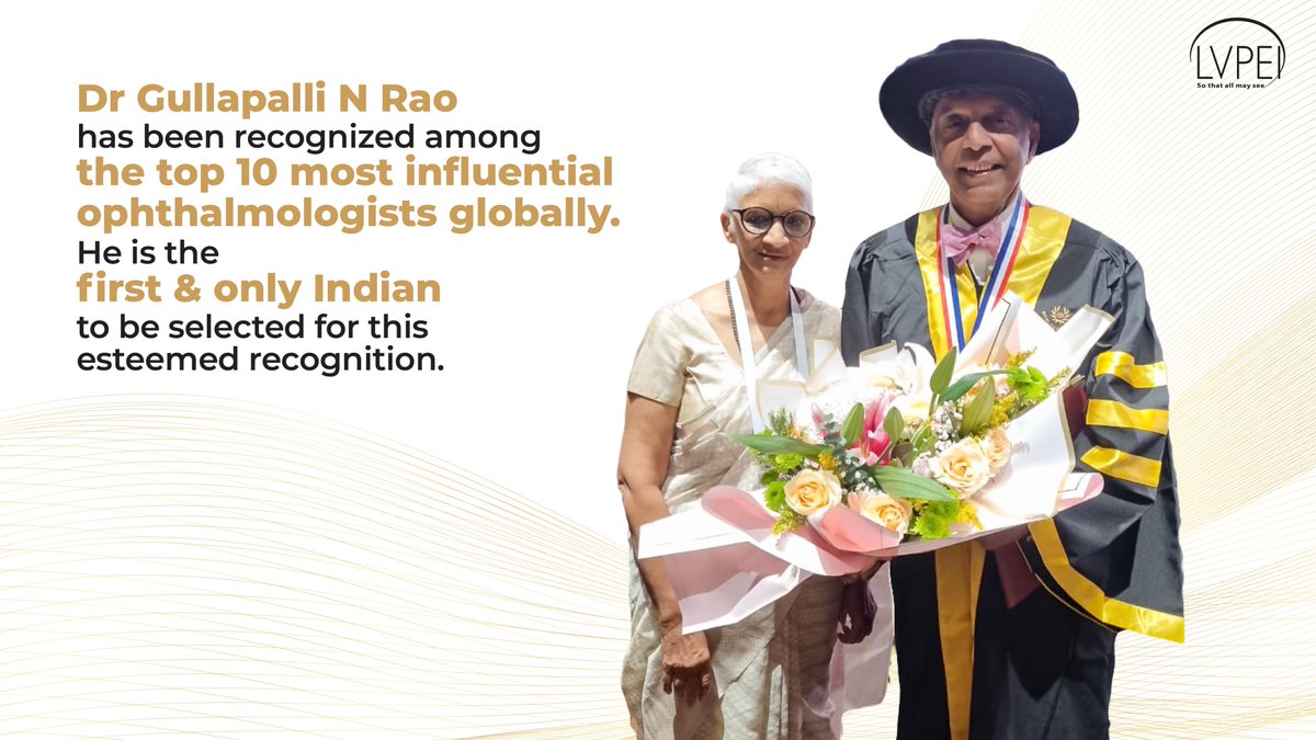 lvprasadeye's tweet photo. 🏆 Dr Gullapalli N Rao, #LVPEI Founder, has been honoured with the prestigious ‘World EyeCons21 Award’ at the 39th Asia Pacific Academy of Ophthalmology #APAO Meeting! 

#APAO2024 #WorldEyeCons #Recognition #Honours #Ophthalmology #SoThatAllMaySee https://t.co/jiswwySGwa