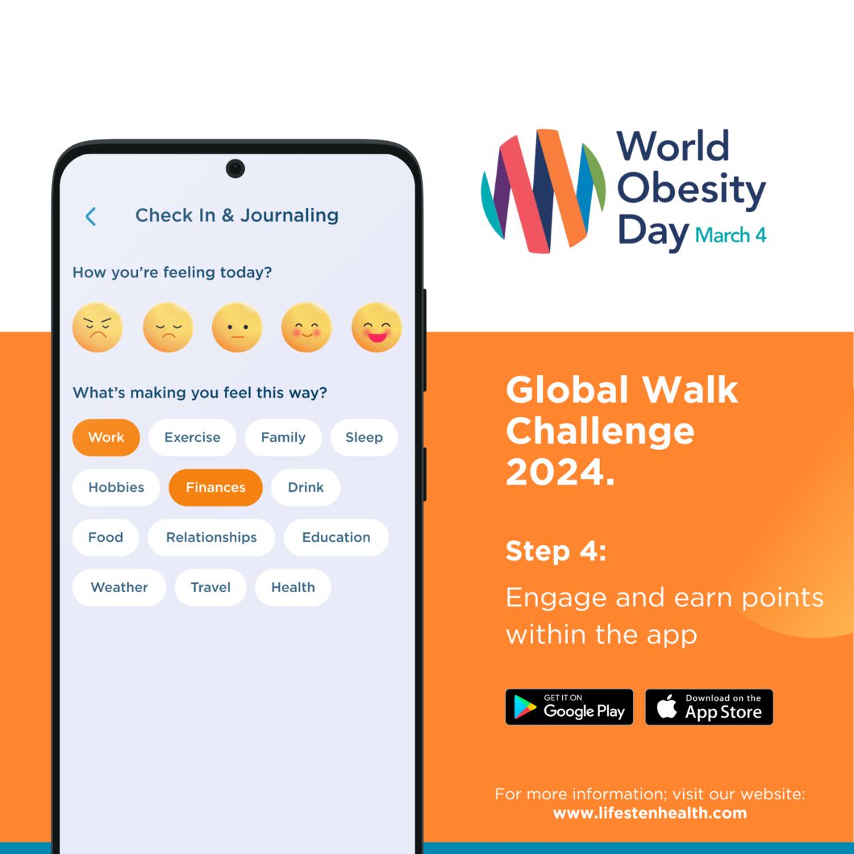 @WorldObesity Engage, earn, and thrive! Start earning points by engaging with the Lifesten Health app and taking proactive steps towards better health!   #WorldObesityDay #WOD2024 🧵 5/7