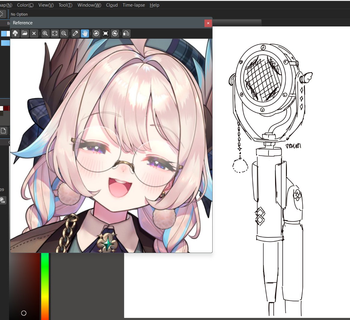taichixv's tweet photo. im late and quite unsure if someone already made a mic asset for her but im still gonna make one ;;w;;  still a wip tho #Palouette #エナーアート https://t.co/urDvVsJUKI