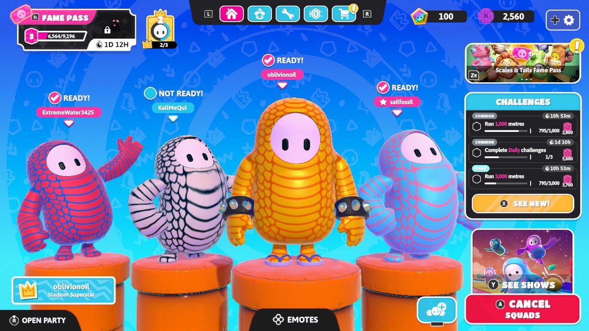 inkblotdropouts's tweet image. team bonding! qul and octo carried in pokemon unite and micah carried in fall guys. arrow and buzzy