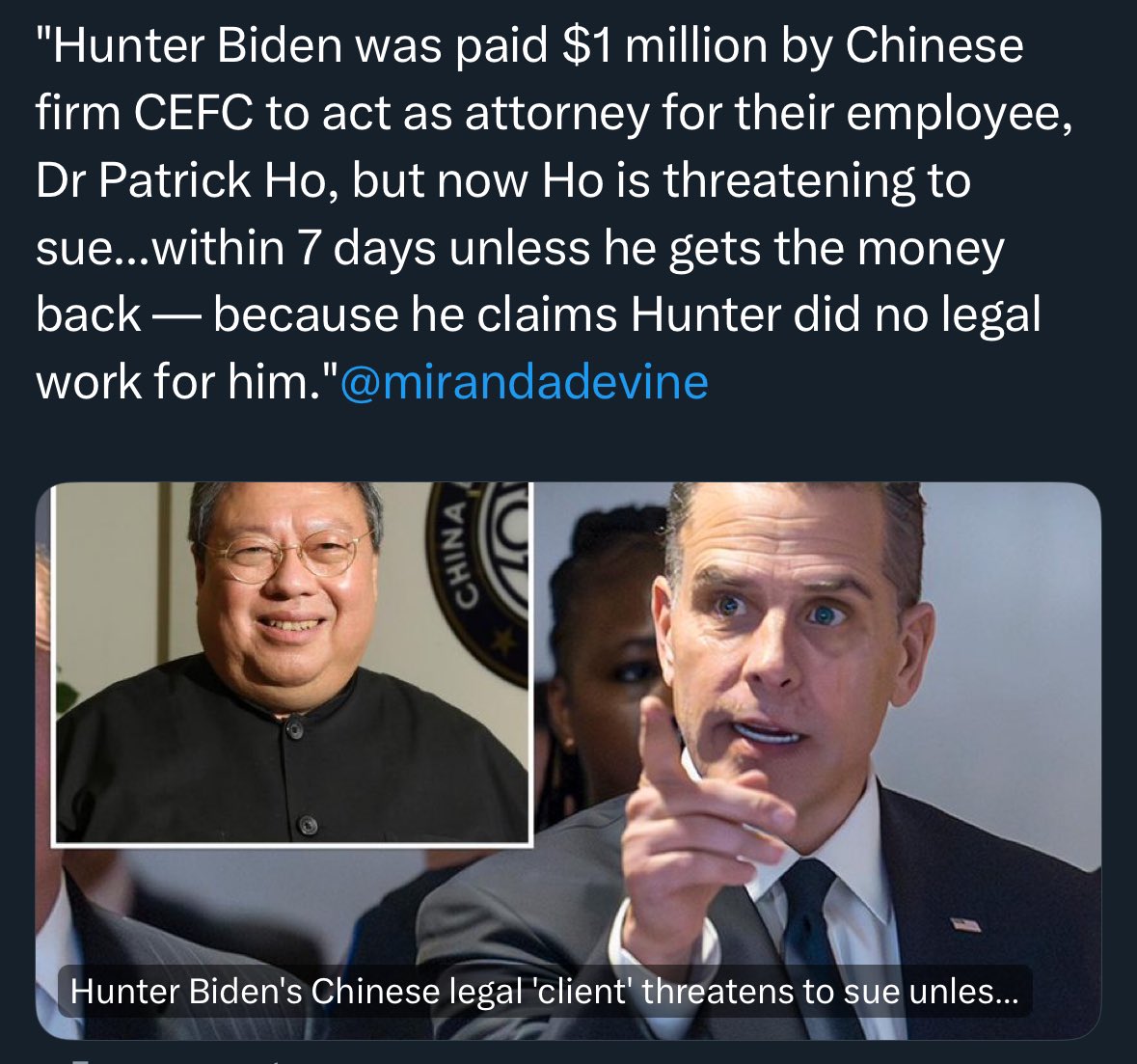 amuse's tweet image. Hunter wasn’t licensed to practice law in New York when he accepted a $1M legal retainer.