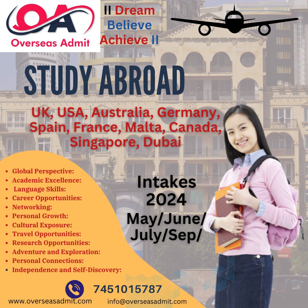 'Secure your spot for May, June, July, or September intake and embark on an unforgettable study abroad journey! 🌍🎓 #StudyAbroad #Intake #overseasadmit #StudyInMalta #studyinUK #studyinaustralia #studyinusa #studyinsingapore