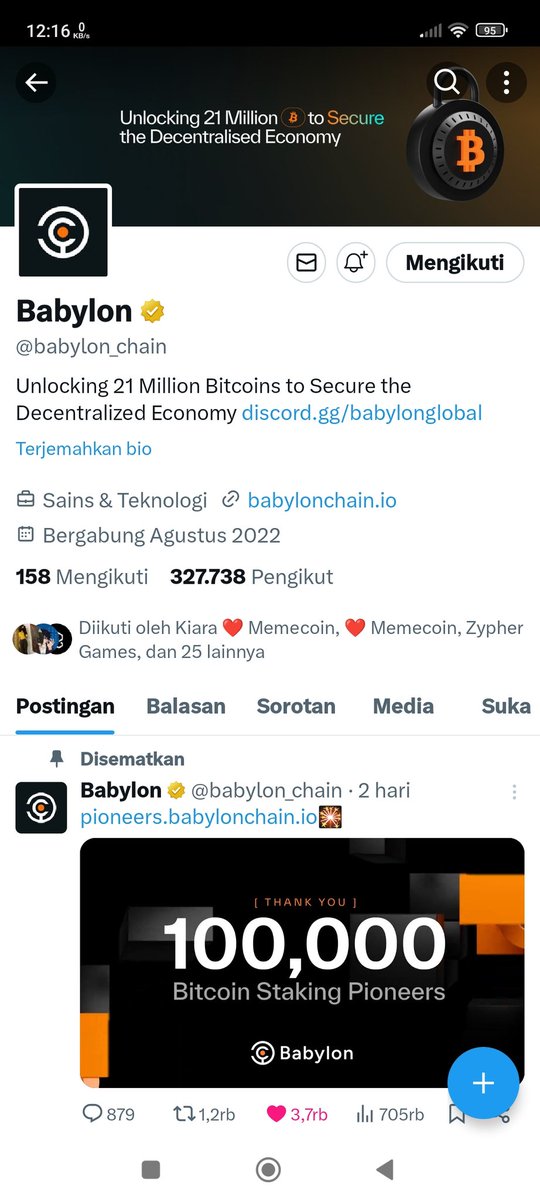 Itiim8's tweet photo. Twitter @babylon_chain sudah mencapai 300k++ follower di Twitter ,ini brati kepercayaan terhadap projeck ini meningkat drastis ,makin banyak peminat crypto untuk berpartisipasi dengan projeck tersebut https://t.co/hnCshDZ5UI