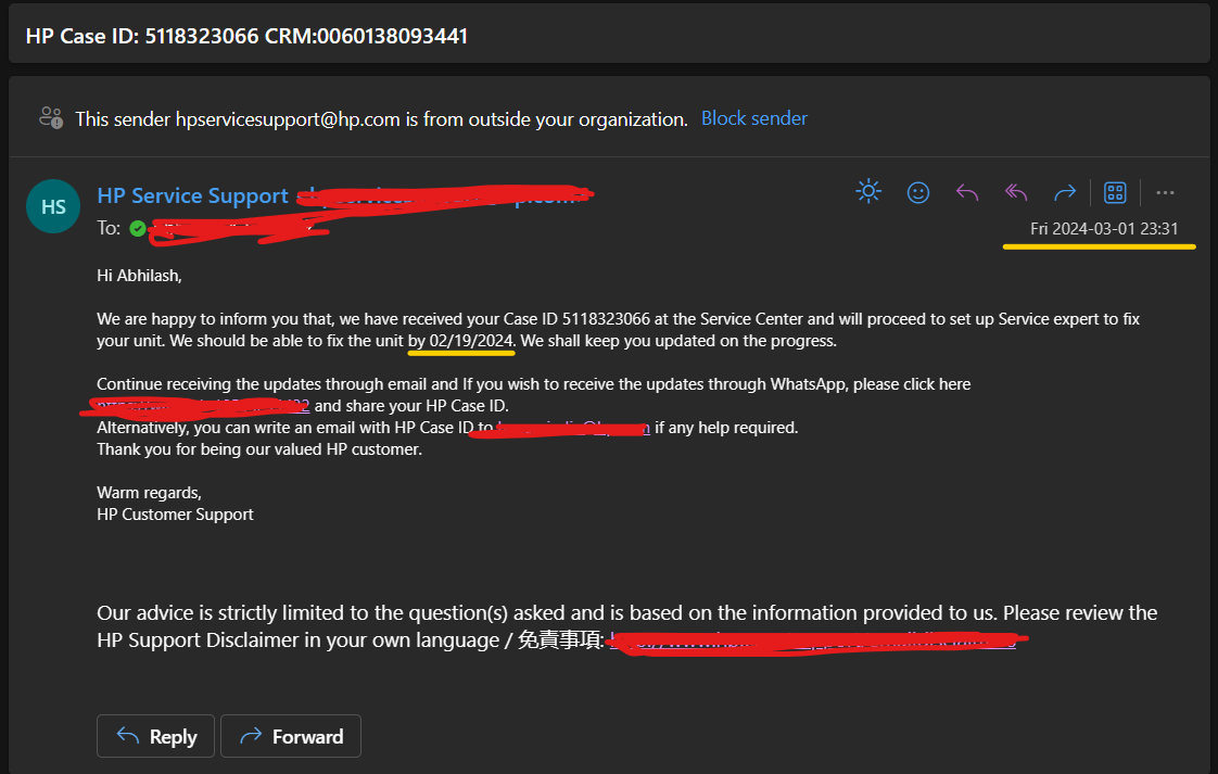 tecplix's tweet photo. @HPSupport @IpsitaDasgupta Dear @hp, what is wrong with @hpsupport? They sent me an email on the 1st of March that they will resolve the issue by the 19th Feb. Are you guys time traveling? https://t.co/lQjKor9jp5