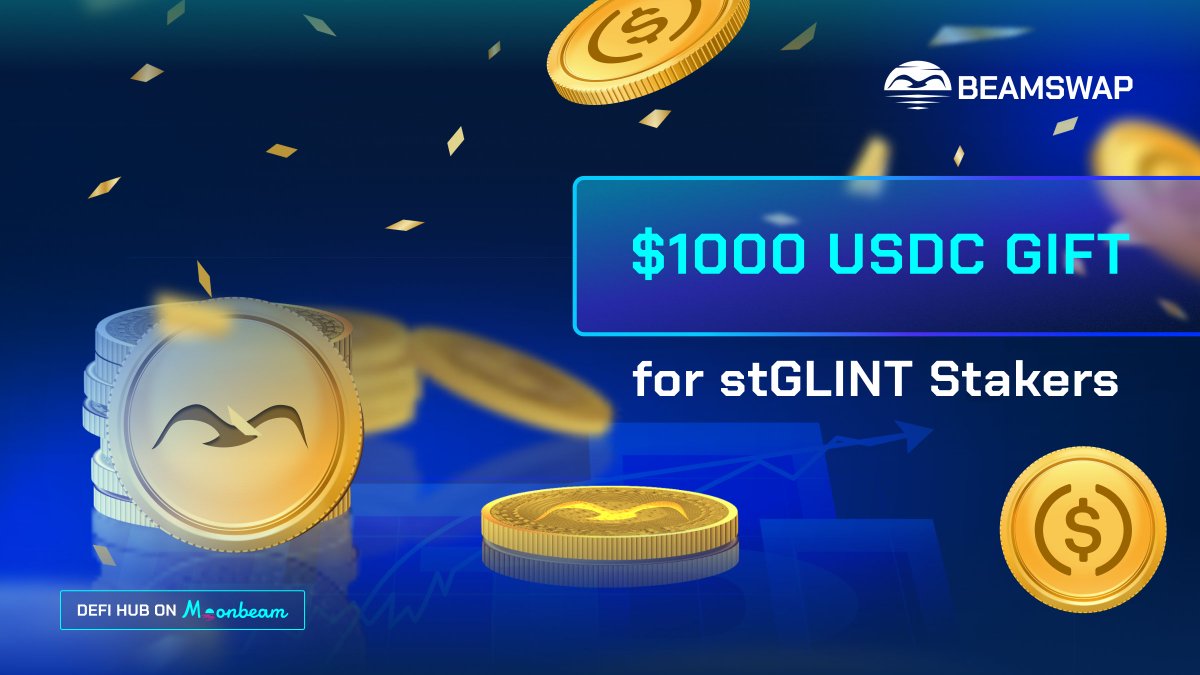 Have you noticed something new stGLINT stakers?

....during the current epoch we have allocated extra $1000 USDC for rewards 🎁

Buy $GLINT and start staking for 30% APY on app.beamswap.io/staking