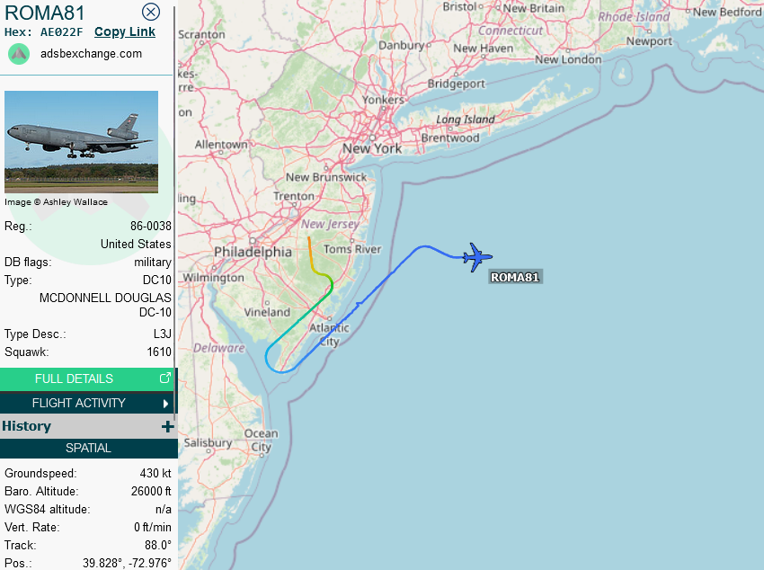 SirListenalot's tweet photo. #KC10 #AE022F #ROMA81 en route McGuire - Mildenhall with four "AV" #F16's #TREND31-34 out of Andrews (for Spangdahlem?) https://t.co/0HIDOXD26W