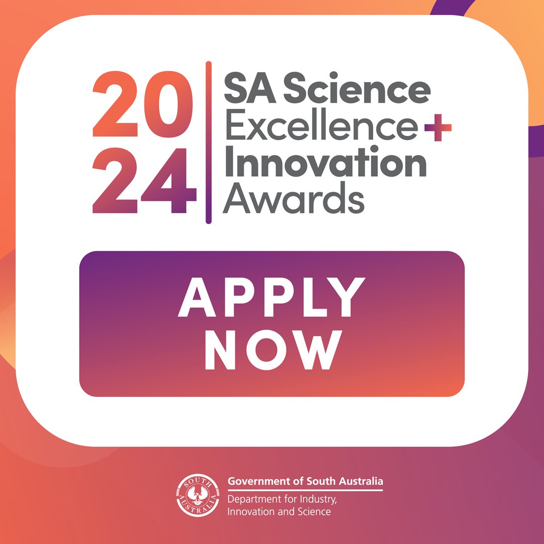 We're thrilled to announce that applications for the 2024 #SAScienceAwards are now open! 

Celebrating 20 years in 2024, the #SAScienceAwards recognise the achievements + diversity of ideas from SA's talented #STEMM community. 

Apply today: scienceawards.sa.gov.au