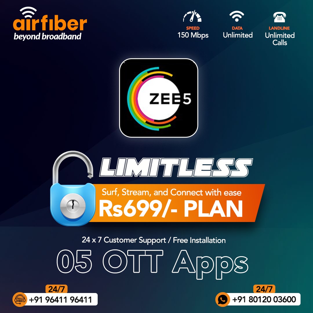 Unlimited Connectivity: Stay connected without limits with our 699 plan..!!

Airfiber Broadband in Hosur !!

#Hosur | #InternetService | #FastInternetSpeed | #Airfiber | #smartservice | #Offer | #NewLaunch | #24HoursSupport | #ZEE5 | #699plan | #limitless | #connect