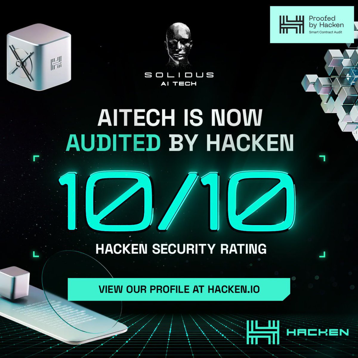 🛡️ AITECH Audited by Hacken

✅  We're excited to share that AITECH's smart contract has been audited by Hacken, and has received a perfect 10/10 score, highlighting AITECH's focus on a secure web3 ecosystem.