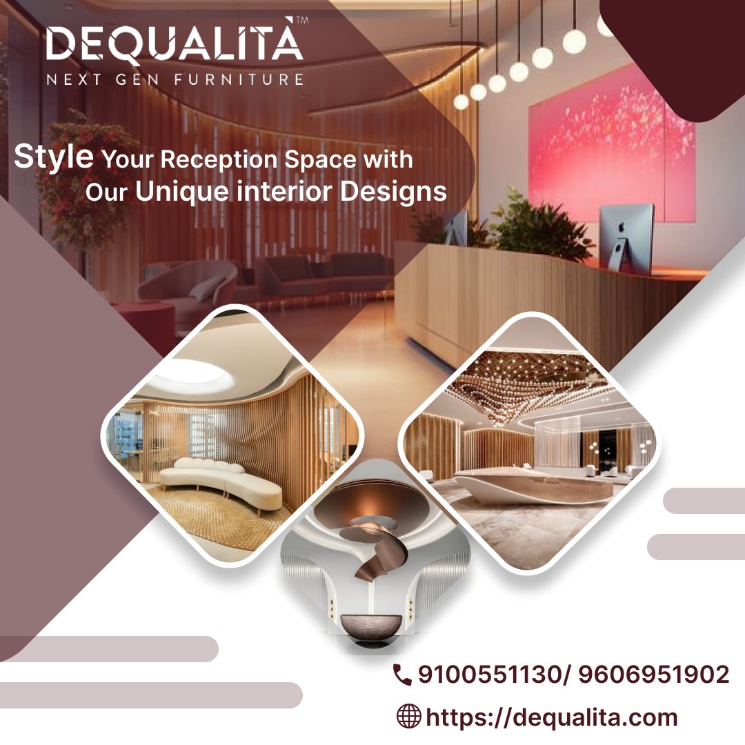 Make Your Reception Area into a Showcase of Elegance

For more information Call Us at: 9100551130 / 9606951902

#dequalita_hyd #ReceptionDesign #InteriorInspiration #OfficeInteriors #WorkspaceDesign #KitchenDesign #LuxuryKitchen #KidsInterior #likeforlikes #trending #viral