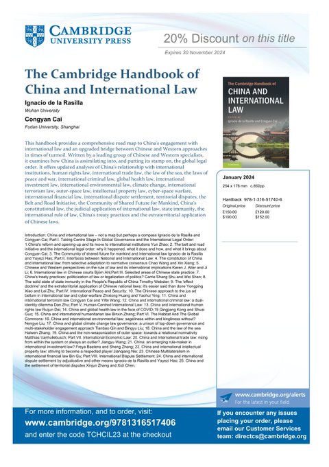 8th May at The Florence School of Transnational Governance, EUI:  Workshop on China and International Law &amp; Book launch of The Cambridge Handbook of China and International Law. Program and Zoom details  coming soon.  All welcome ☯️