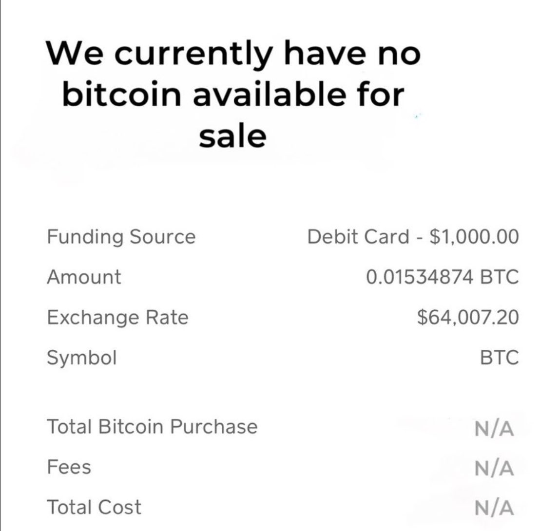 CASH APP IS RUNNING OUT OF #BITCOIN SUPPLY!! THE GREAT SUPPLY SHOCK IS  HAPPENING!