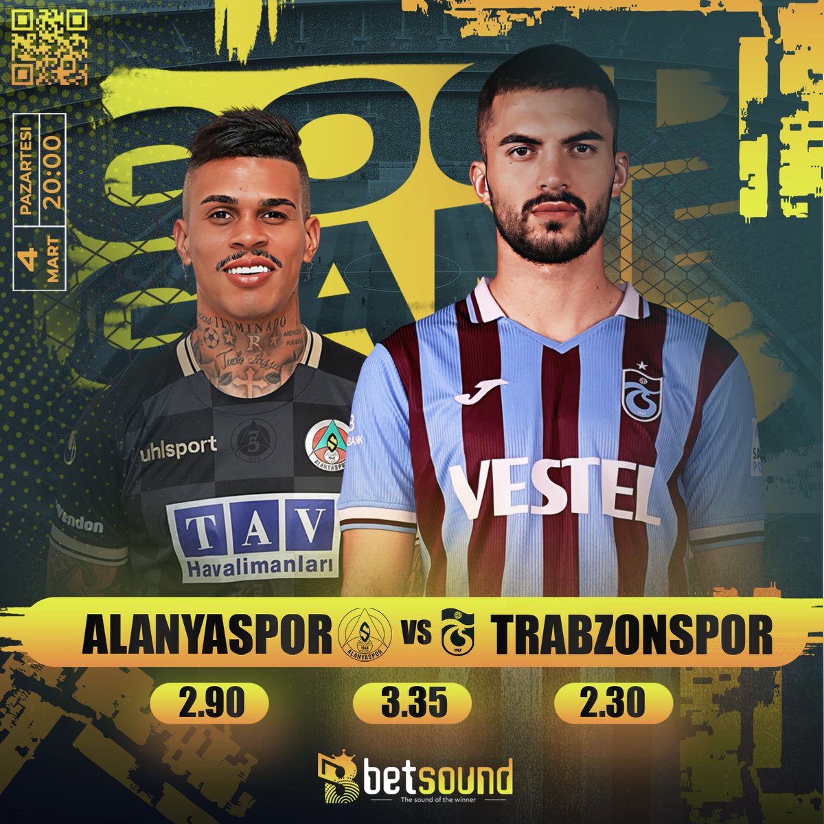 🏆  Betsound’da Günün Maçı #SüperLig
⚽️ Alanyaspor - Trabzonspor⏳20:00

1️⃣ 2.90   2️⃣ 3.35   3️⃣ 2.30

💯  Güvenilir Bahis ve Casinoda Doğru Adres Betsound!

➡️Güncel Giriş:  rebrand.ly/BtSoundnew

#betsound #betsoundgiriş
