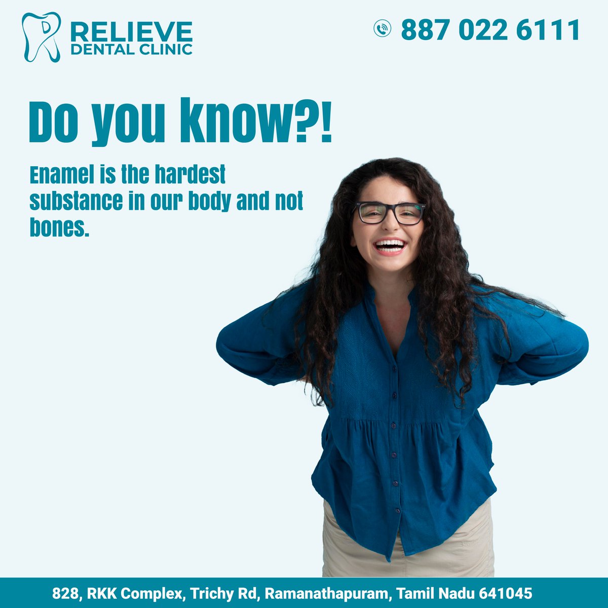 RelieveDental's tweet photo. Do you know?!
Enamel is the hardest substance in our body and not bones.
#dentalenamel #dentistry #dental #whiteningteeth #teethwhitening https://t.co/s2HoV63DrX