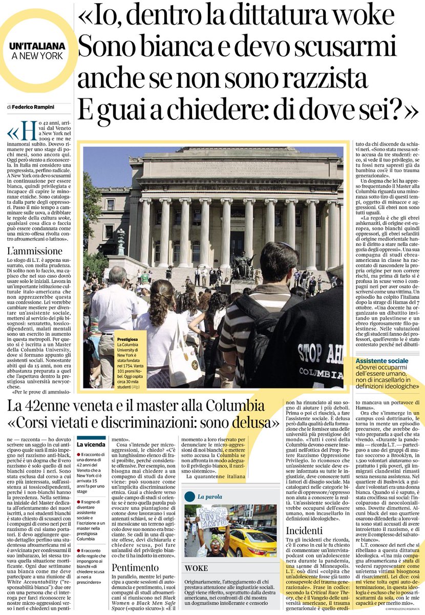 Leggete questo articolo, merita.  Il #Woke, una specie di razzismo anti bianco, è il più grande alleato di Trump. 
Le Università dell’Ivy league che, invece di educare alla ricerca del sapere e al pensiero critico, impongono il dogma sono le sue più grandi alleate.