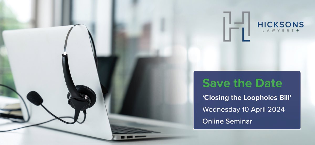 Workplace Laws in Australia are changing. 

Make sure you save the date for our online seminar on Wednesday 10 April at 12:00pm - 1:00pm where will be discussing notable changes. 

Registration link to follow in the coming weeks. 

#workplacelaws #seminar