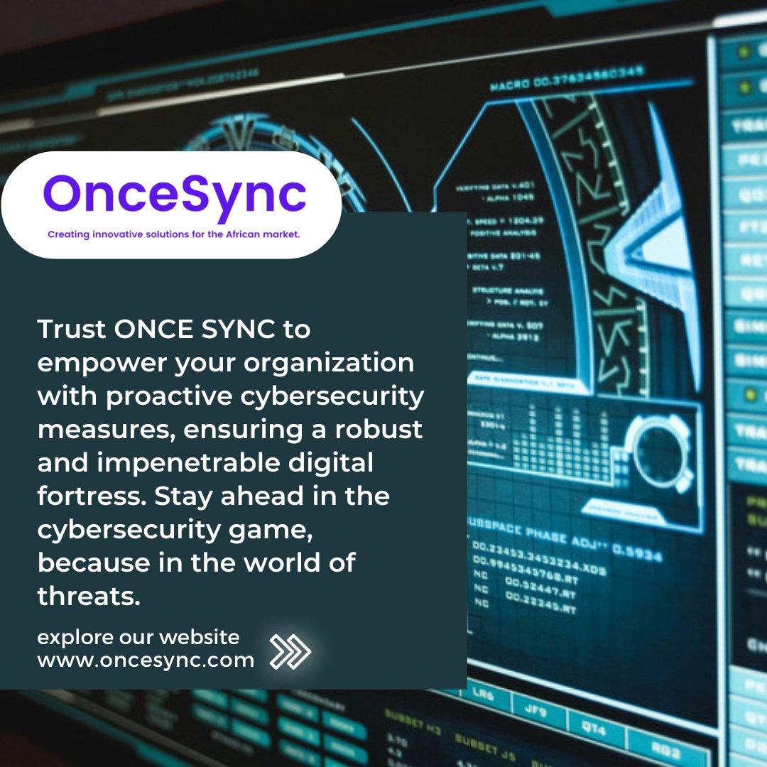 Trust ONCE SYNC to empower your organization with proactive cybersecurity measures, ensuring a robust and impenetrable digital fortress. Stay ahead in the cybersecurity game, because in the world of threats.  #ProactiveDefense #ThreatMitigation #ONCESYNC