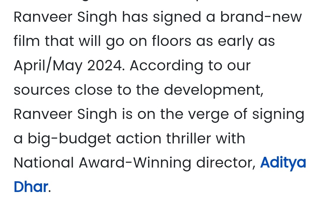 Bring it on #RanveerSingh x #AdityaDhar  
What a combo this is going to be .
Came out of nowhere 🤯