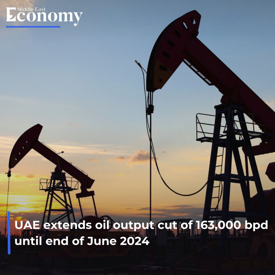 The UAE will extend its additional voluntary oil output cut of 163,000 barrels per day for the second quarter of 2024, in coordination with some OPEC+ countries. Read more economymiddleeast.com/news/uae-exten…
#UAE #Oil #Oilproduction #OPEC